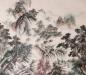 Preview: Chinesische Landschaftsmalerei: Dorf in den Bergen 97x193cm