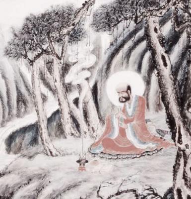 Chinesische Malerei : Buddha des Lichtglanzes 83x44cm