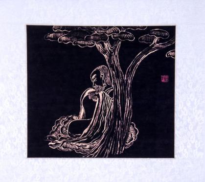 Chinesische Malerei: Meditation 43x40cm