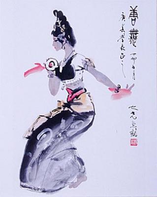 Chinesische Xieyi-Malerei Rollbild: Die Tänzerin 72x171cm
