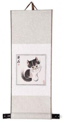 Chinesische Malerei Rollbild: Kätzchen 4 23x60cm