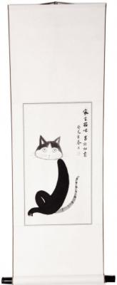 Chinesische Malerei Rollbild: Katze -Maomi- 104x37cm