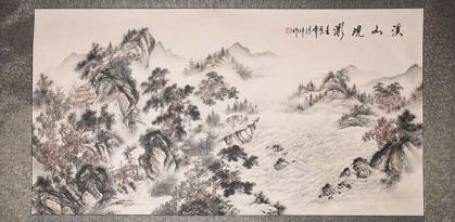 Chinesische Landschaftsmalerei: Brise am Bergsee 97x193cm