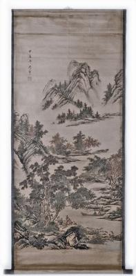 Chinesische Landschaftsmalerei Rollbild: Leben in den Bergen 66x154cm