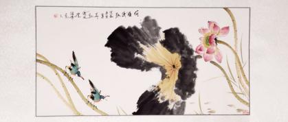 Chinesische Xieyi-Malerei: Am Lotusteich 140x58cm