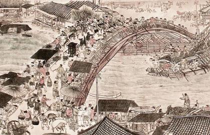 Wandbild: Qingming shanghe tu 65x164cm