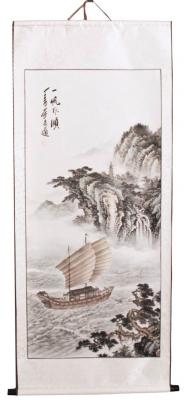 Chinesische Malerei Rollbild: Dschunke 67x159cm