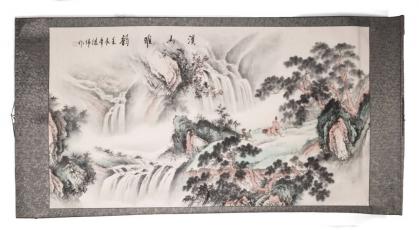 Chinesische Landschaftsmalerei: Am Wasserfall 97x193cm