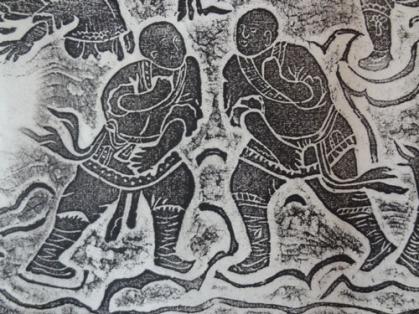 Shaolin Stempeldruck: Lohan-Mönche 68x145cm