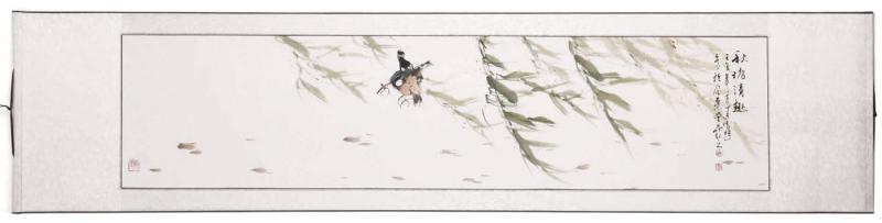 Chinesische Malerei: Eisvogel 41x175cm