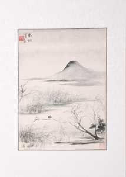 Chinesische Malerei Kunstdruck : Am See 59x41cm