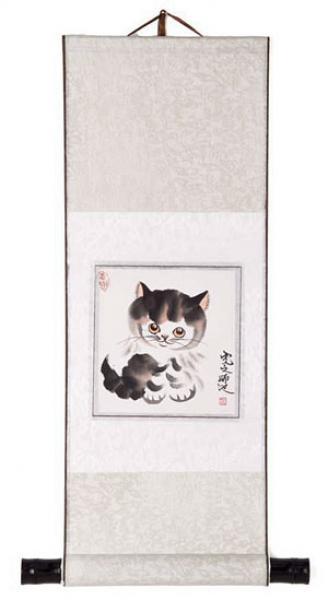 Chinesische Malerei Rollbild: Kätzchen 2 23x60cm