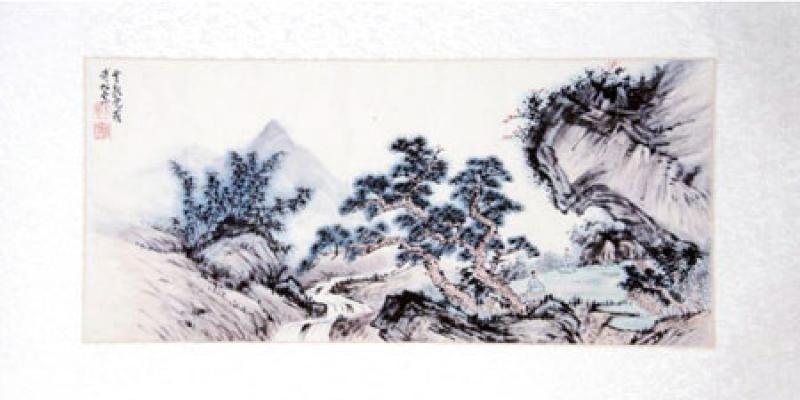 Chinesische Landschaftsmalerei: Der Kiefernberg 94x47cm
