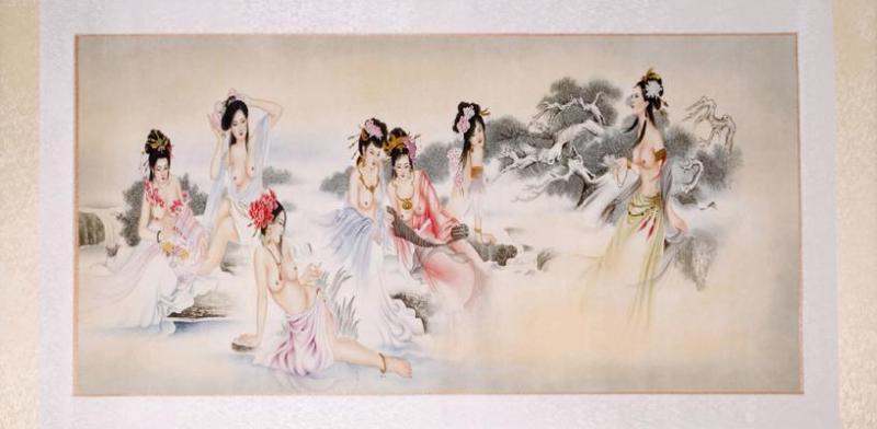 Wandbild: Chinesische Schönheiten 80cm x166cm
