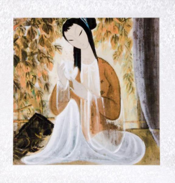 Chinesische Malerei: Die Lotusblüte 62x62cm