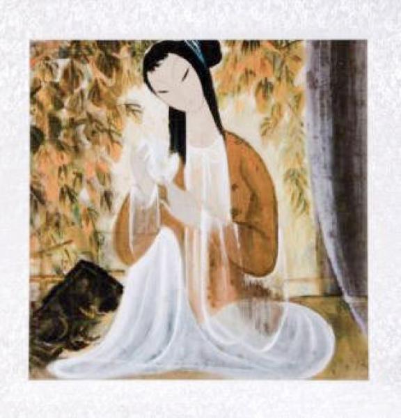 Chinesische Malerei: Die Lotusblüte 62x62cm