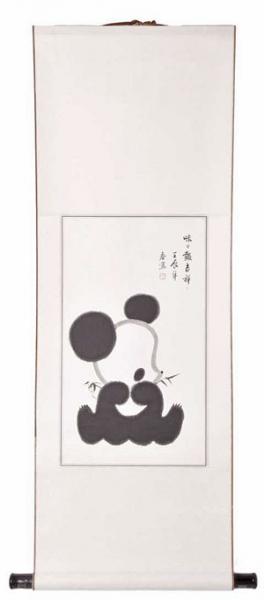 Chinesische Malerei Rollbild: Panda 102x37cm