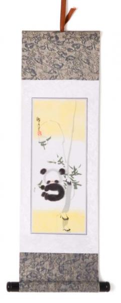 Chinesische Malerei Rollbild: Pandakind 1 47x15cm
