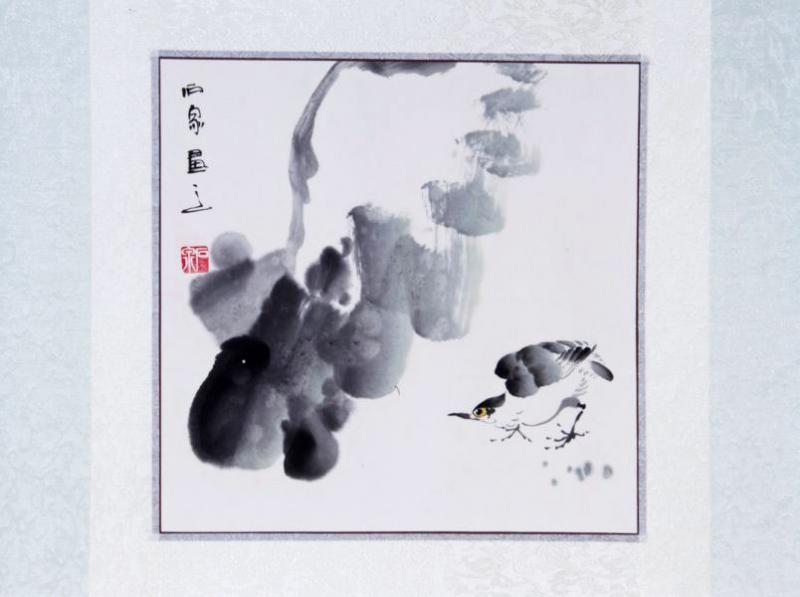 Chinesische Xieyi-Malerei: Reiherkücken 57x41cm